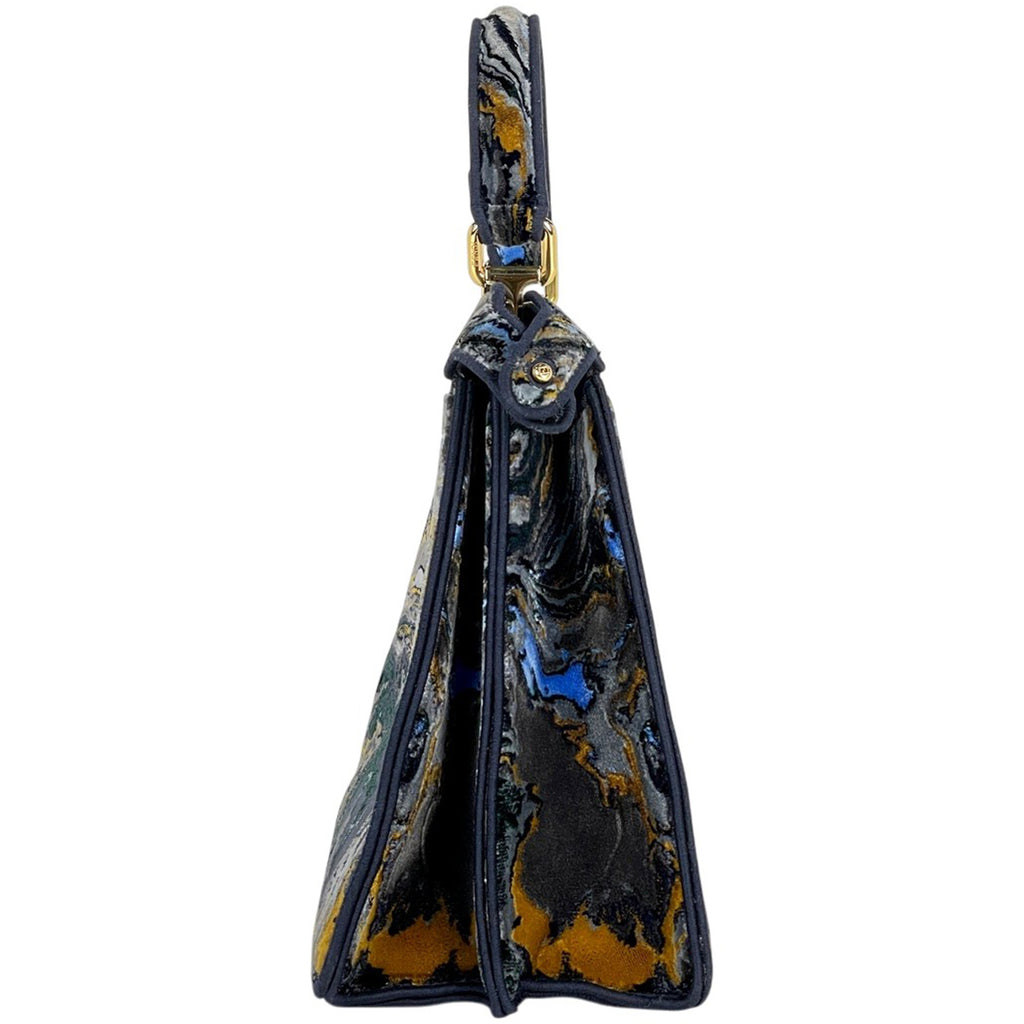 フェンディ ピーカブー アイシーユー ミディアム ハンドバッグ 2WAY ショルダーバッグ マーブル ハンドバッグ ファブリック ネイビー マルチカラー 8BN321 レディース 【中古】brbag