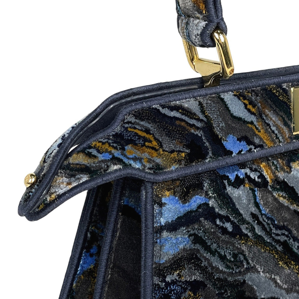 フェンディ ピーカブー アイシーユー ミディアム ハンドバッグ 2WAY ショルダーバッグ マーブル ハンドバッグ ファブリック ネイビー マルチカラー 8BN321 レディース 【中古】brbag