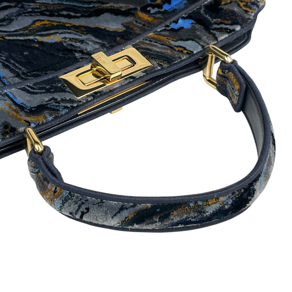 フェンディ ピーカブー アイシーユー ミディアム ハンドバッグ 2WAY ショルダーバッグ マーブル ハンドバッグ ファブリック ネイビー マルチカラー 8BN321 レディース 【中古】brbag