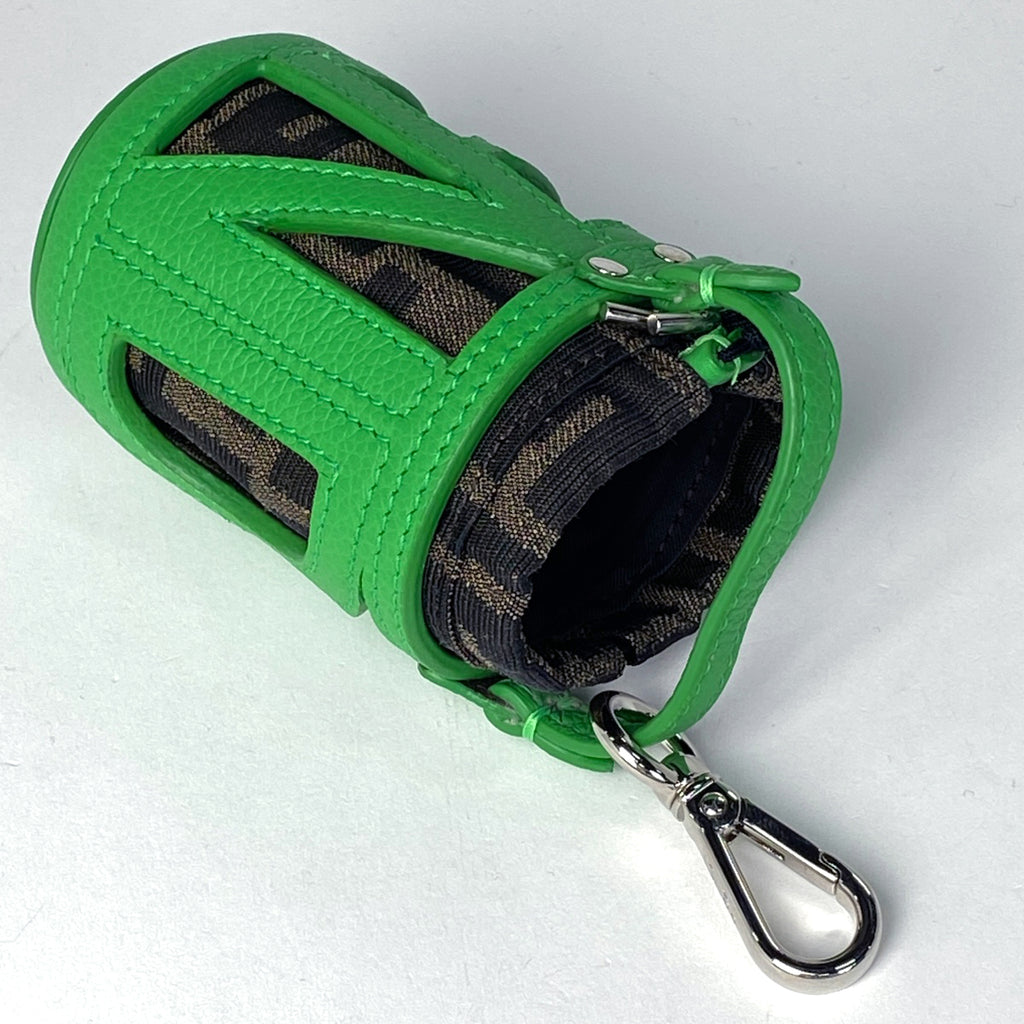 フェンディ ズッカ柄 バッグチャーム バケットモチーフ バッグチャーム レザー キャンバス グリーン ブラウン レディース 【中古】brbag