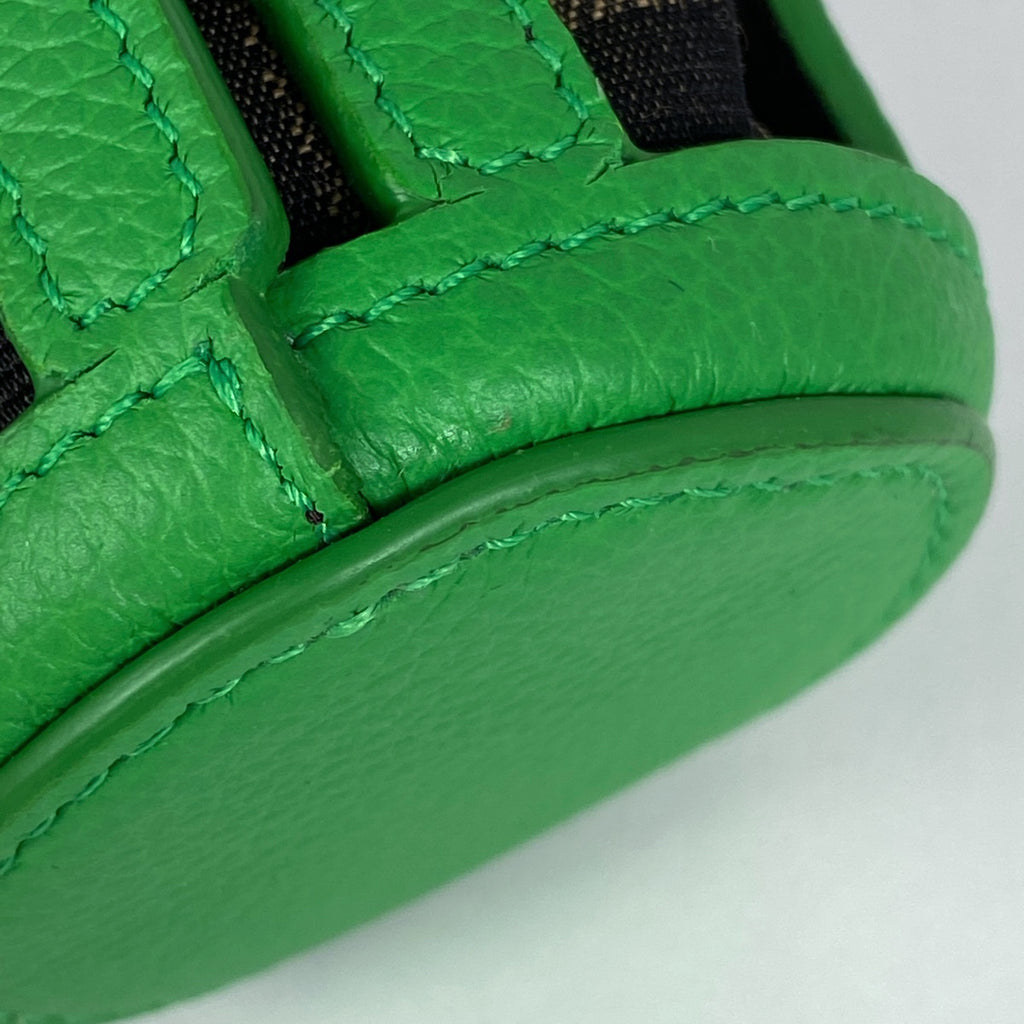 フェンディ ズッカ柄 バッグチャーム バケットモチーフ バッグチャーム レザー キャンバス グリーン ブラウン レディース 【中古】brbag