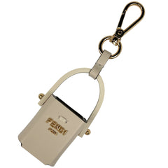 フェンディ ロゴ チャーム パフュームホルダー ペカン柄 バッグチャーム レザー GP ベージュ ゴールド レディース 【中古】brbag