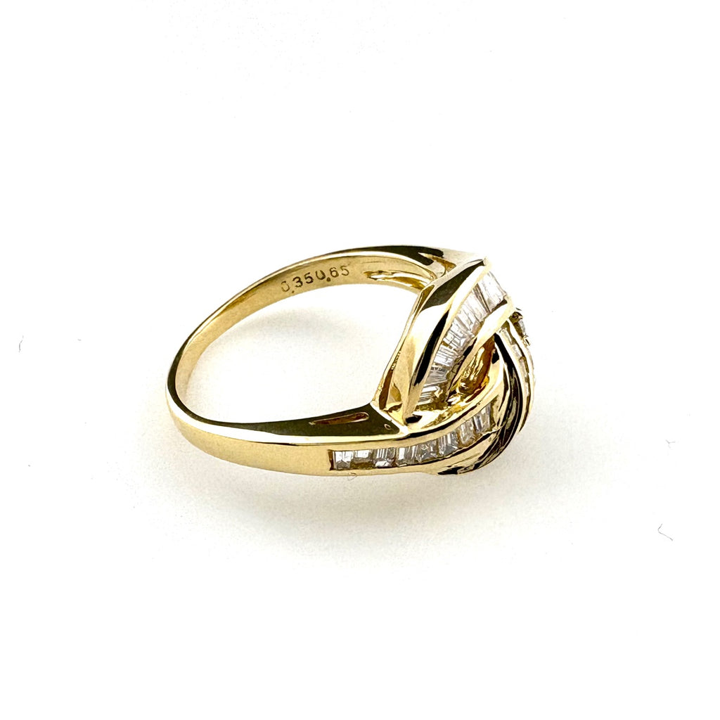 メレダイヤ デザインリング YG イエローゴールド 指輪 リング 11号 K18 ダイヤモンド レディース 【中古】nbjwl