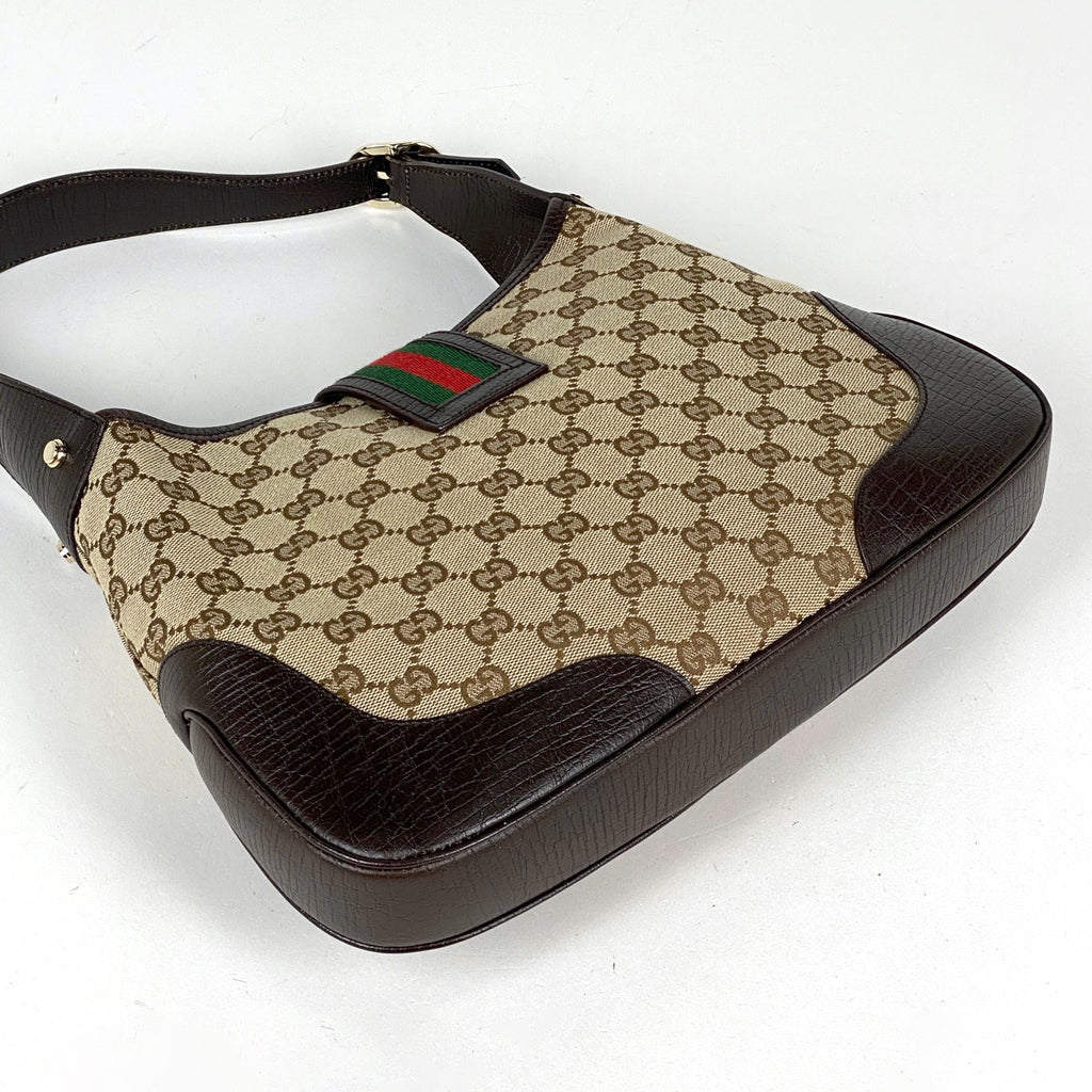 グッチ GG柄 ショルダーバッグ ウェブ シェリーライン ワンショルダー ショルダーバッグ GGキャンバス ブラウン 130779 レディース 【中古】brbag