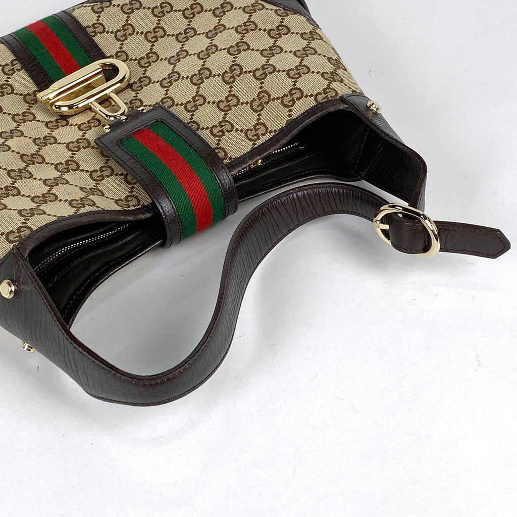 グッチ GG柄 ショルダーバッグ ウェブ シェリーライン ワンショルダー ショルダーバッグ GGキャンバス ブラウン 130779 レディース 【中古】brbag