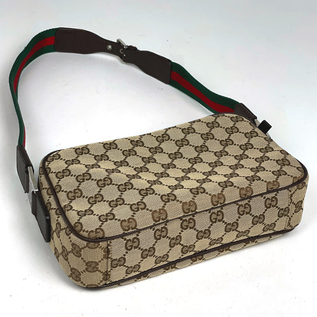 グッチ GG柄 ショルダーバッグ シェリーライン ウェブ ショルダーバッグ GGキャンバス ブラウン 145814 レディース 【中古】brbag