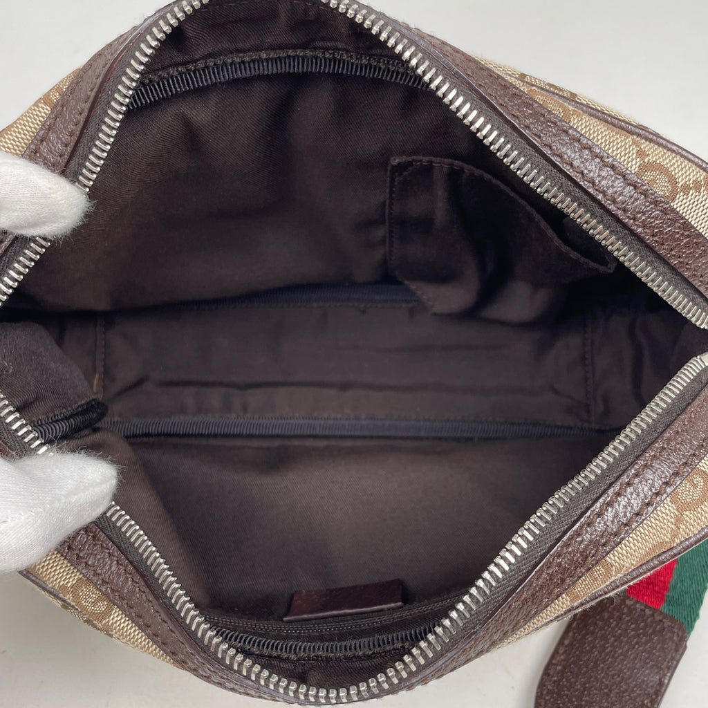 グッチ GG柄 ショルダーバッグ シェリーライン ウェブ ショルダーバッグ GGキャンバス ブラウン 145814 レディース 【中古】brbag