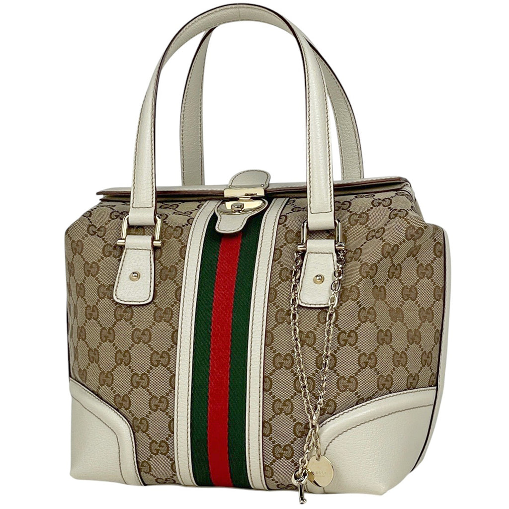 グッチ GG柄 ハンドバッグ ドクターズバッグ シェリーライン ウエブ ハンドバッグ GGキャンバス ベージュ レディース 【中古】brbag