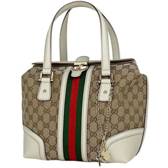 グッチ GG柄 ハンドバッグ ドクターズバッグ シェリーライン ウエブ ハンドバッグ GGキャンバス ベージュ レディース 【中古】brbag