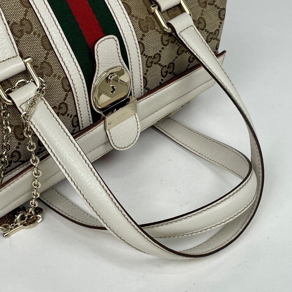 グッチ GG柄 ハンドバッグ ドクターズバッグ シェリーライン ウエブ ハンドバッグ GGキャンバス ベージュ レディース 【中古】brbag