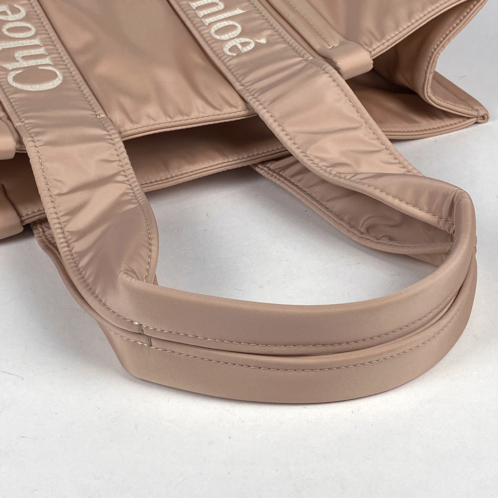 クロエ ウッディ ラージ トートバッグ ロゴ ショルダーバッグ トートバッグ ナイロン ピンク レディース 【中古】brbag