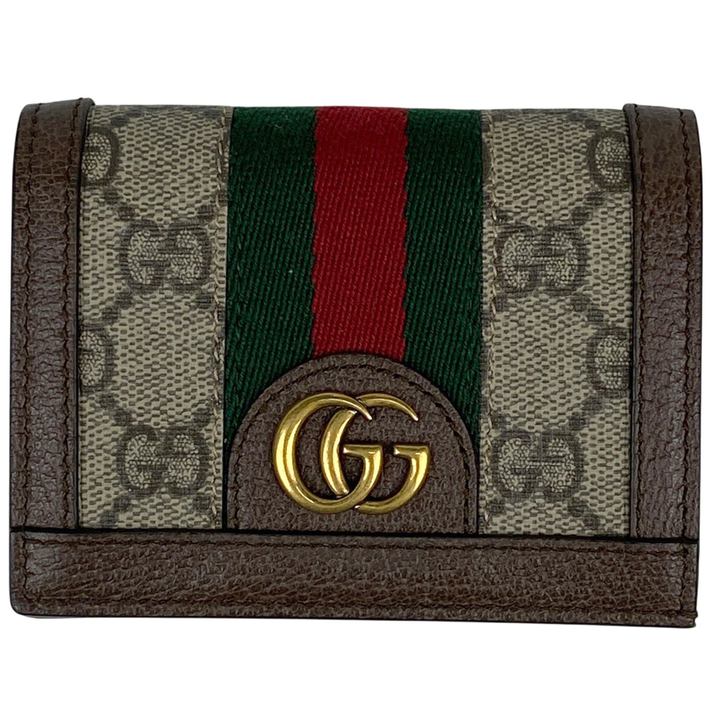 グッチ オフィディア 二つ折り 財布 GG柄 シェリーライン ウェブ 二つ折り財布 コーティングキャンバス ベージュ ブラウン 591962 レディース 【中古】brbag