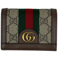 グッチ オフィディア 二つ折り 財布 GG柄 シェリーライン ウェブ 二つ折り財布 コーティングキャンバス ベージュ ブラウン 591962 レディース 【中古】brbag