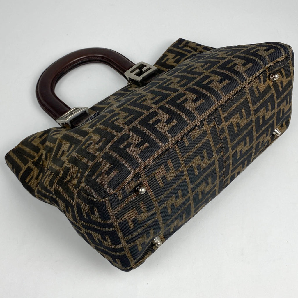 フェンディ ズッカ柄 ハンドバッグ 手提げ トートバッグ 総柄 ロゴ ハンドバッグ キャンバス ブラウン 26693 レディース 【中古】brbag