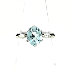 アクアマリン デザインリング プラチナ 指輪 メレダイヤ リング 11号 Pt900 アクアマリン ダイヤモンド レディース ノンブランドジュエリー 【中古】nbjwl