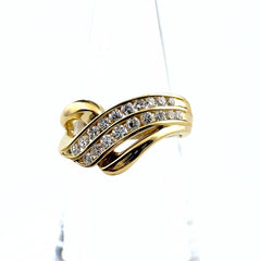 メレダイヤ デザインリング YG イエローゴールド 指輪 リング 11.5号 K18 ダイヤモンド レディース ノンブランドジュエリー 【中古】nbjwl