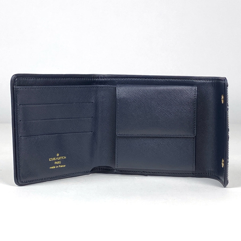 ルイ・ヴィトン ポルト ビエ カルト クレディ モネ 三つ折り財布 モノグラムミニ ブルー M92239 レディース 【中古】brbag