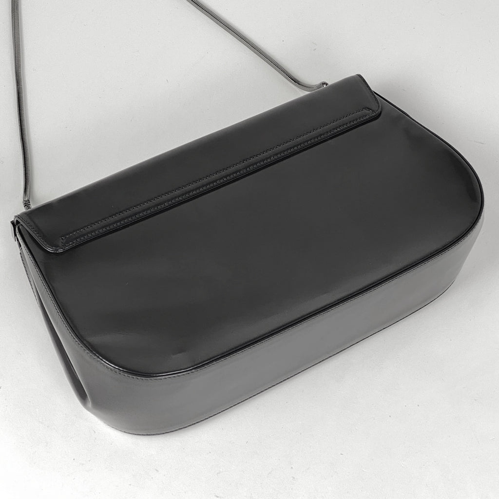 サルヴァトーレフェラガモ ロゴ ショルダーバッグ ミラー チェーン ショルダーバッグ レザー グレー 9780 レディース 【中古】brbag