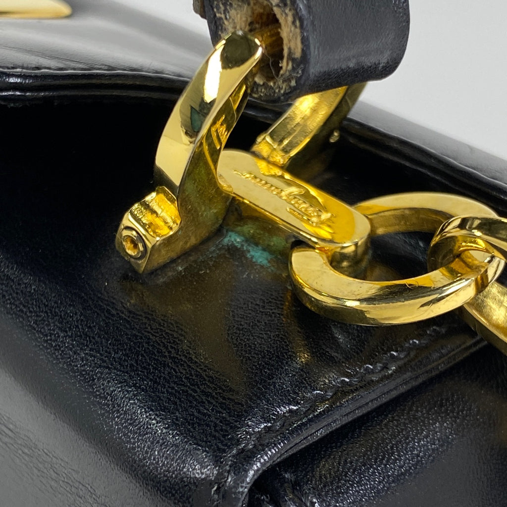 サルヴァトーレフェラガモ ガンチーニ ハンドバッグ 2WAY ショルダーバッグ ハンドバッグ レザー ブラック 4695 レディース 【中古】brbag