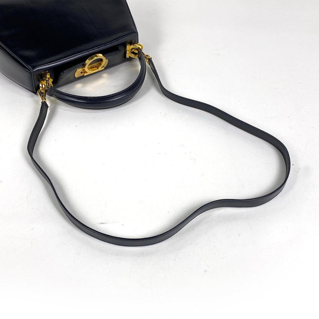 サルヴァトーレフェラガモ ガンチーニ ハンドバッグ 2WAY ショルダーバッグ ハンドバッグ レザー ブラック 4695 レディース 【中古】brbag