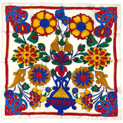 シャネル フラワー柄 スカーフ 花柄 ココマーク スカーフ シルク ホワイト マルチカラー レディース 【中古】brbag