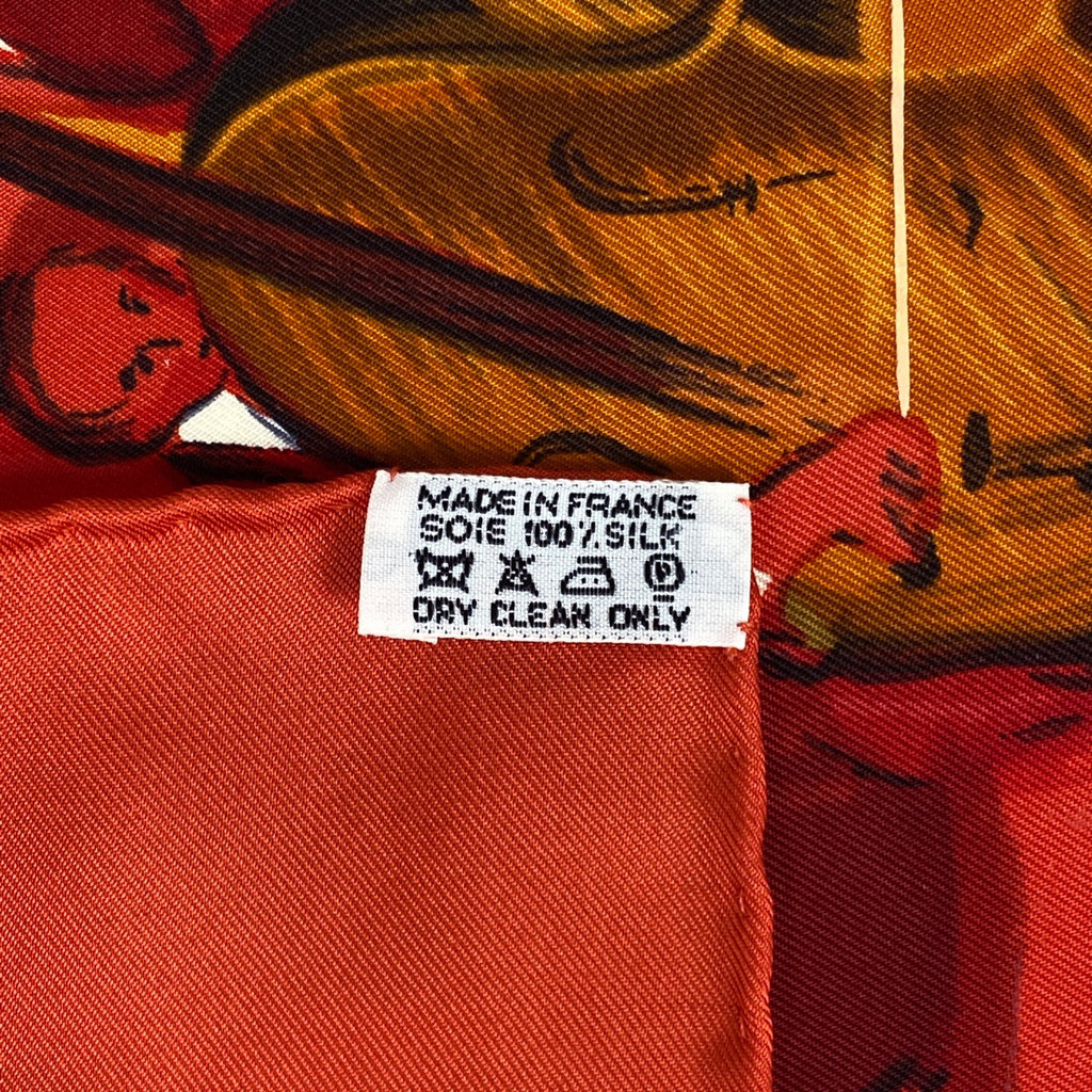 エルメス カレ 90 CONCERTO コンチェルト 奏曲 スカーフ シルク レッド マルチカラー レディース 【中古】brbag