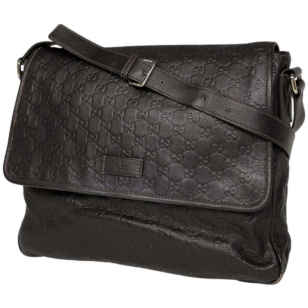 グッチ グッチシマ ショルダーバッグ シグネチャー メッセンジャーバック ショルダーバッグ シマレザー ブラウン 223665 レディース 【中古】brbag