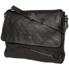 グッチ グッチシマ ショルダーバッグ シグネチャー メッセンジャーバック ショルダーバッグ シマレザー ブラウン 223665 レディース 【中古】brbag