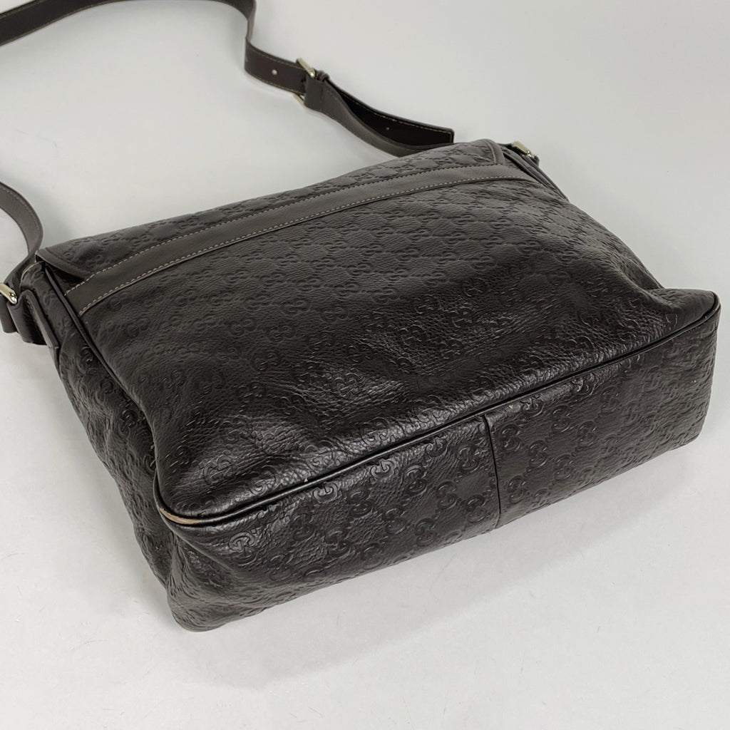 グッチ グッチシマ ショルダーバッグ シグネチャー メッセンジャーバック ショルダーバッグ シマレザー ブラウン 223665 レディース 【中古】brbag