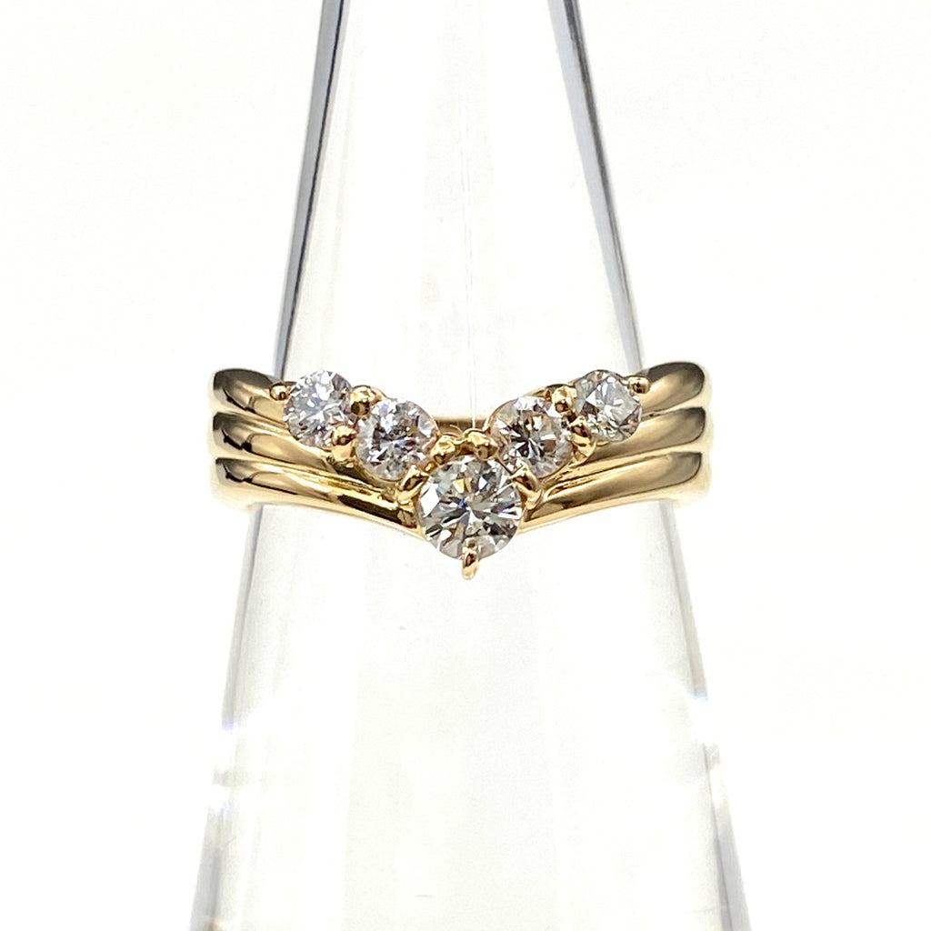 メレダイヤ デザインリング YG イエローゴールド 指輪 リング 8.5号 K18 ダイヤモンド レディース 【中古】nbjwl