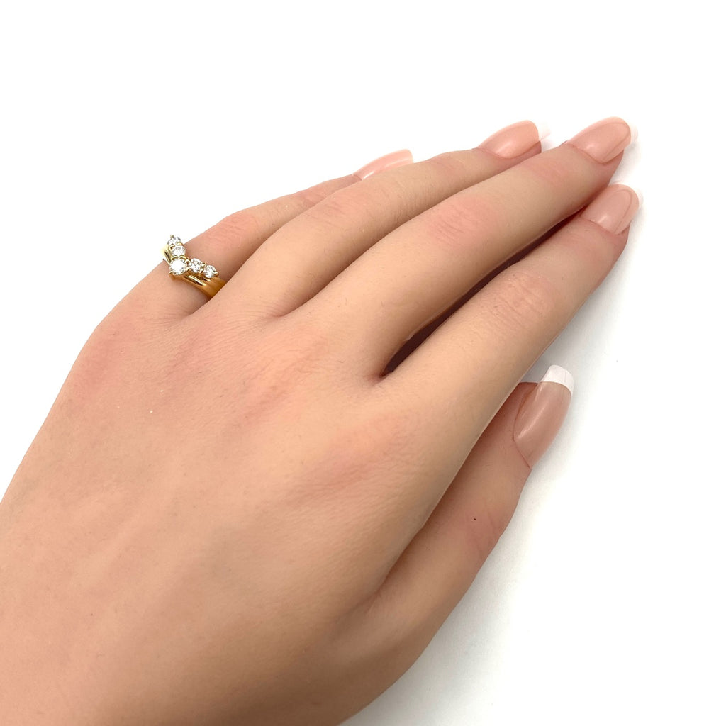 メレダイヤ デザインリング YG イエローゴールド 指輪 リング 8.5号 K18 ダイヤモンド レディース 【中古】nbjwl