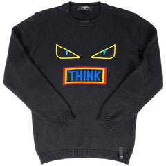 フェンディ ロゴ ニット モンスター トップス セーター ウール ブラック メンズ 【中古】brapp