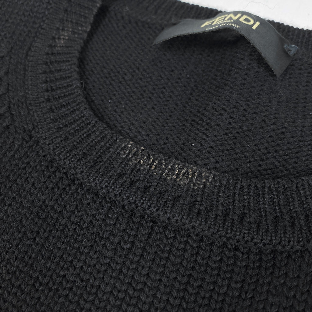 フェンディ ロゴ ニット モンスター トップス セーター ウール ブラック メンズ 【中古】brapp
