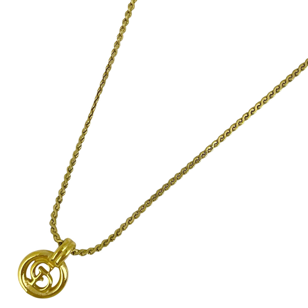 クリスチャンディオール ロゴ ネックレス ラウンド CD ネックレス GP ゴールド レディース 【中古】bracc