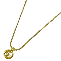 クリスチャンディオール ロゴ ネックレス ラウンド CD ネックレス GP ゴールド レディース 【中古】bracc