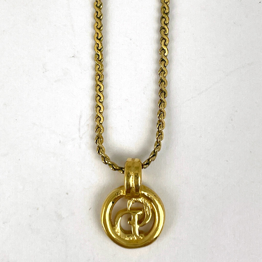 クリスチャンディオール ロゴ ネックレス ラウンド CD ネックレス GP ゴールド レディース 【中古】bracc