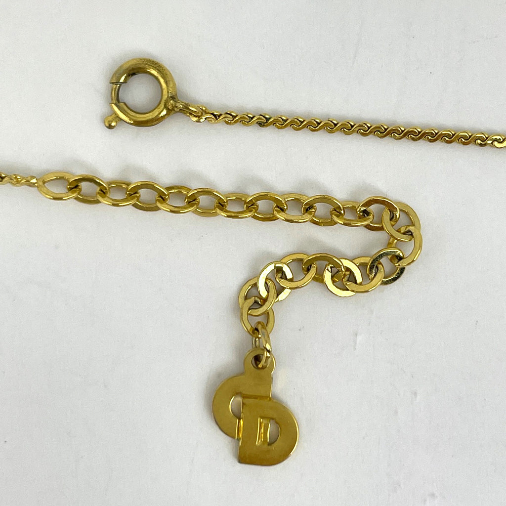 クリスチャンディオール ロゴ ネックレス ラウンド CD ネックレス GP ゴールド レディース 【中古】bracc