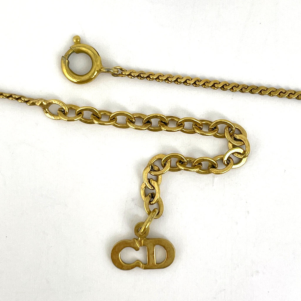 クリスチャンディオール ロゴ ネックレス CD ラウンド型 ペンダント ネックレス GP ゴールド レディース 【中古】bracc