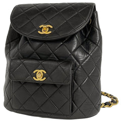 シャネル ココマーク チェーン リュックサック マトラッセ バックパック デイパック リュック レザー ブラック レディース 【中古】brbag