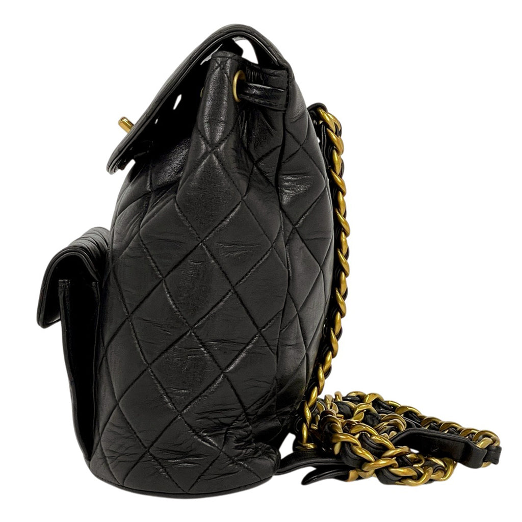 シャネル ココマーク チェーン リュックサック マトラッセ バックパック デイパック リュック レザー ブラック レディース 【中古】brbag