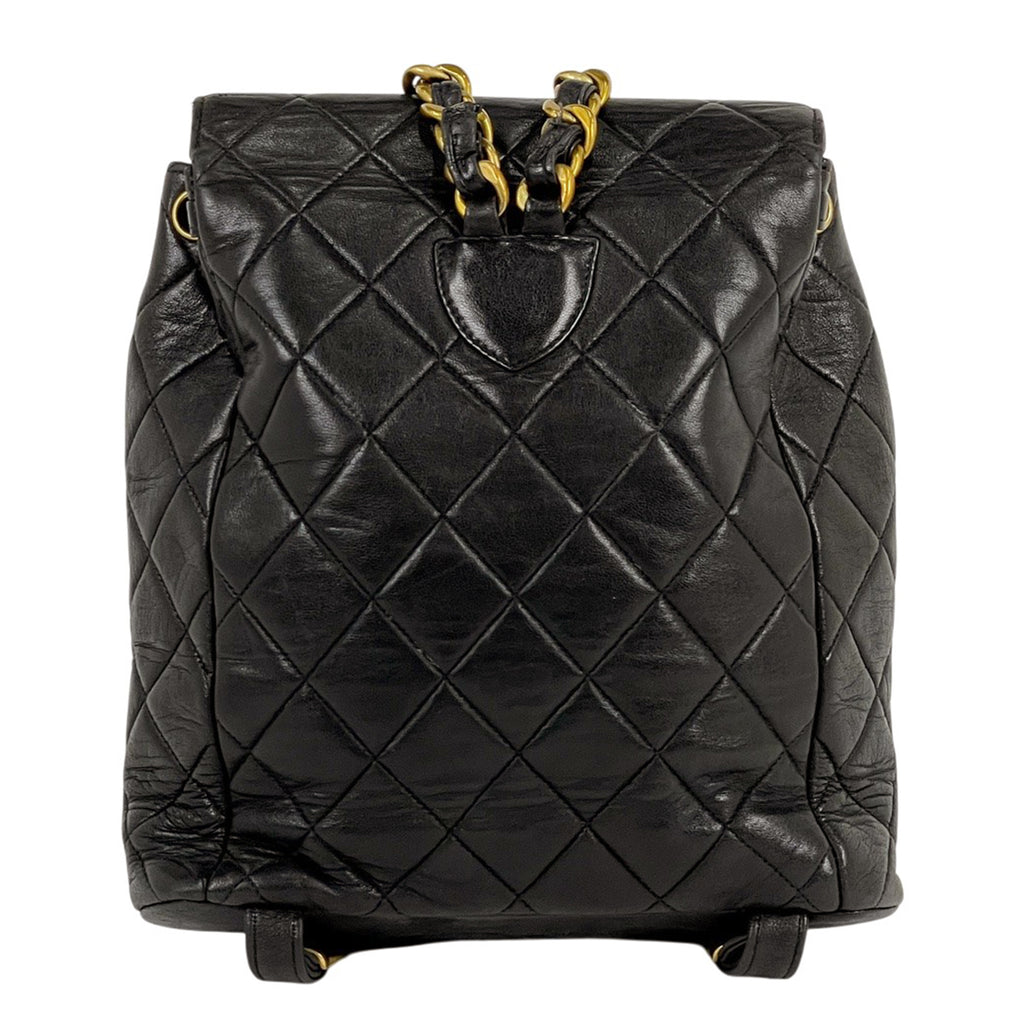 シャネル ココマーク チェーン リュックサック マトラッセ バックパック デイパック リュック レザー ブラック レディース 【中古】brbag