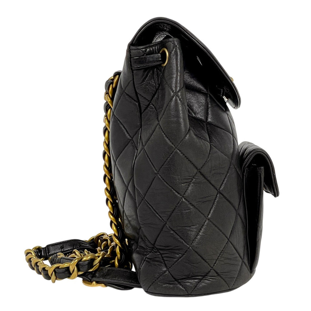 シャネル ココマーク チェーン リュックサック マトラッセ バックパック デイパック リュック レザー ブラック レディース 【中古】brbag