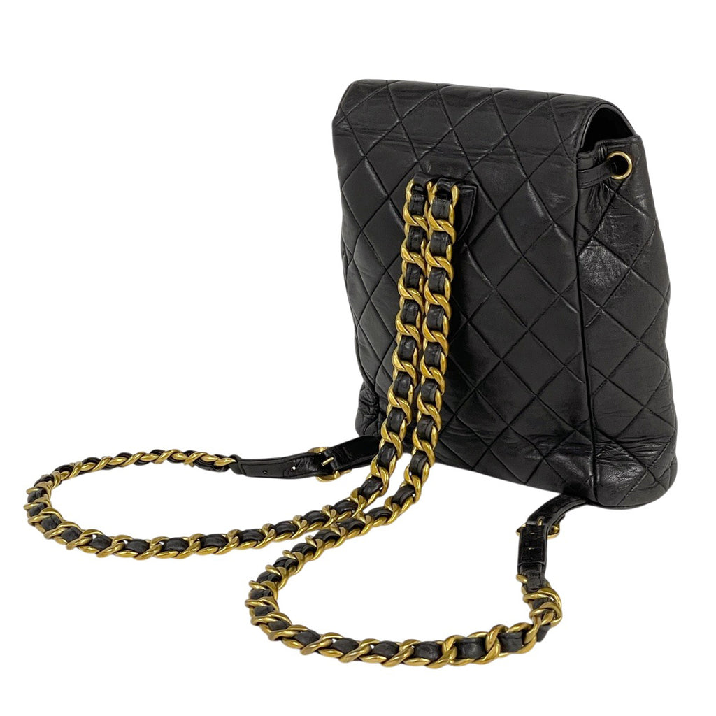 シャネル ココマーク チェーン リュックサック マトラッセ バックパック デイパック リュック レザー ブラック レディース 【中古】brbag