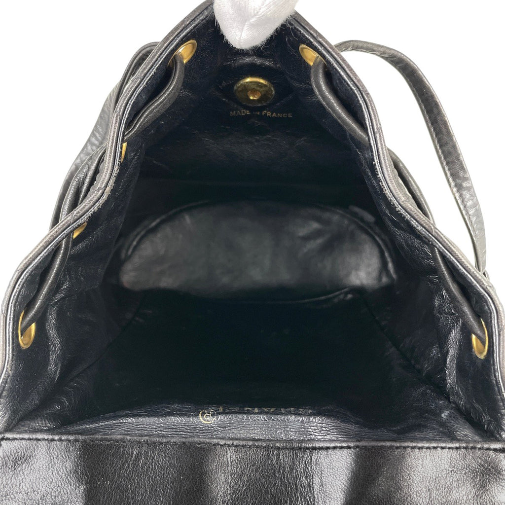 シャネル ココマーク チェーン リュックサック マトラッセ バックパック デイパック リュック レザー ブラック レディース 【中古】brbag