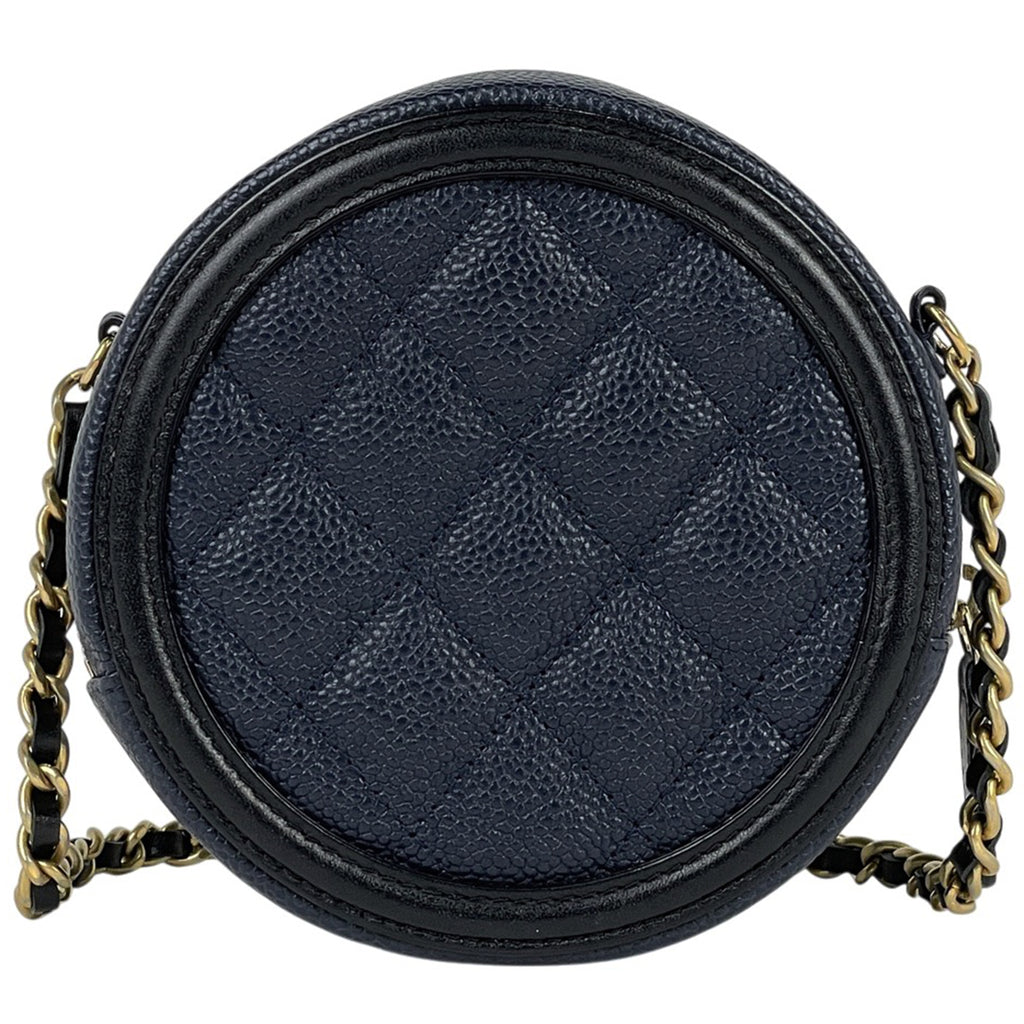 シャネル CCフィリグリー チェーン ショルダーバッグ マトラッセ ショルダーバッグ キャビアスキン ネイビー ブラック AP0365 レディース 【中古】brbag