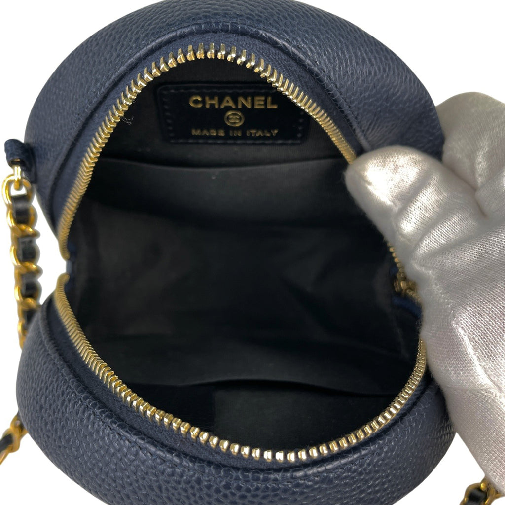 シャネル CCフィリグリー チェーン ショルダーバッグ マトラッセ ショルダーバッグ キャビアスキン ネイビー ブラック AP0365 レディース 【中古】brbag