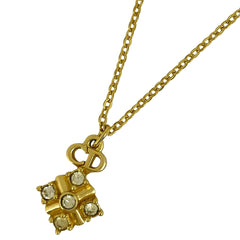 クリスチャンディオール ロゴ ラインストーン ネックレス CD ネックレス GP ゴールド レディース 【中古】bracc