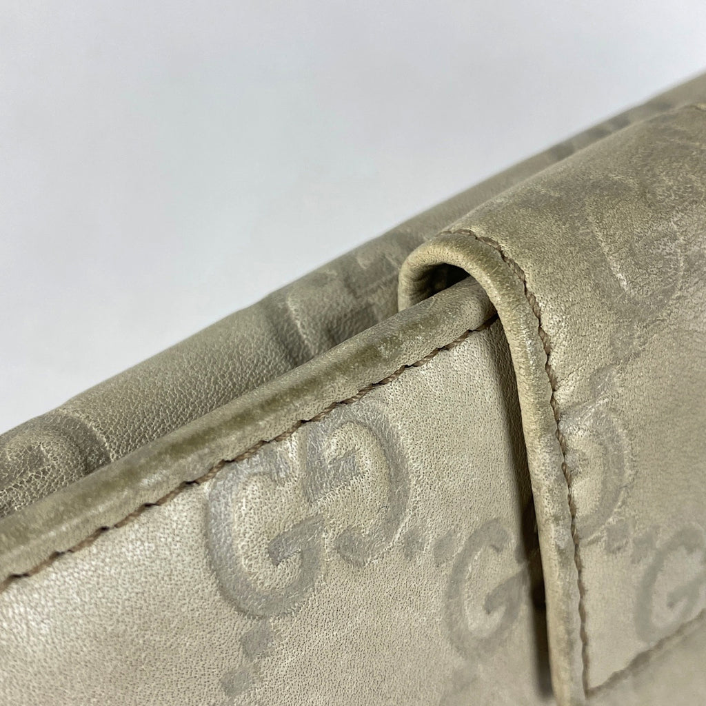 グッチ グッチシマ 二つ折り 長財布 GG柄 リボン 長財布 シマレザー アイボリー 167464 レディース 【中古】brbag