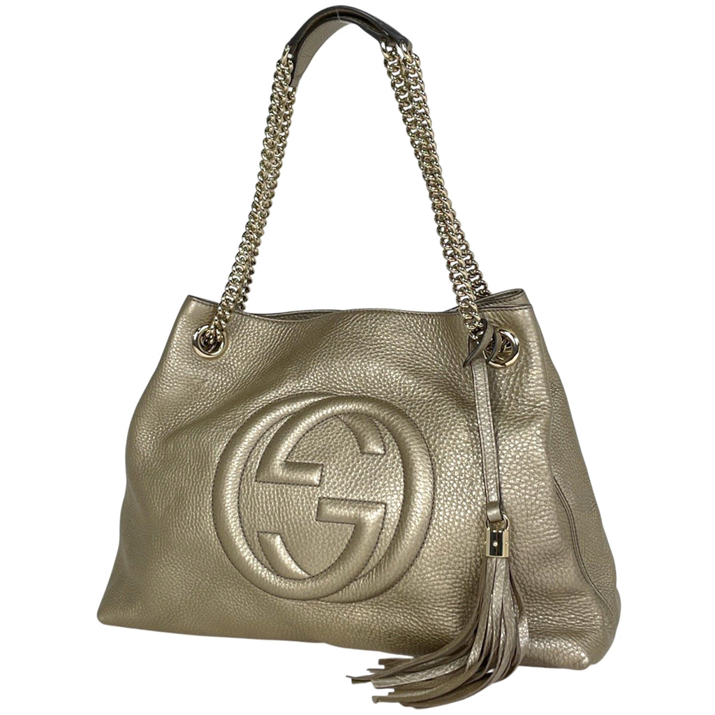 グッチ ソーホー チェーン ショルダーバッグ フリンジ タッセル インターロッキングG ショルダーバッグ レザー ゴールド 308982 レディース 【中古】brbag
