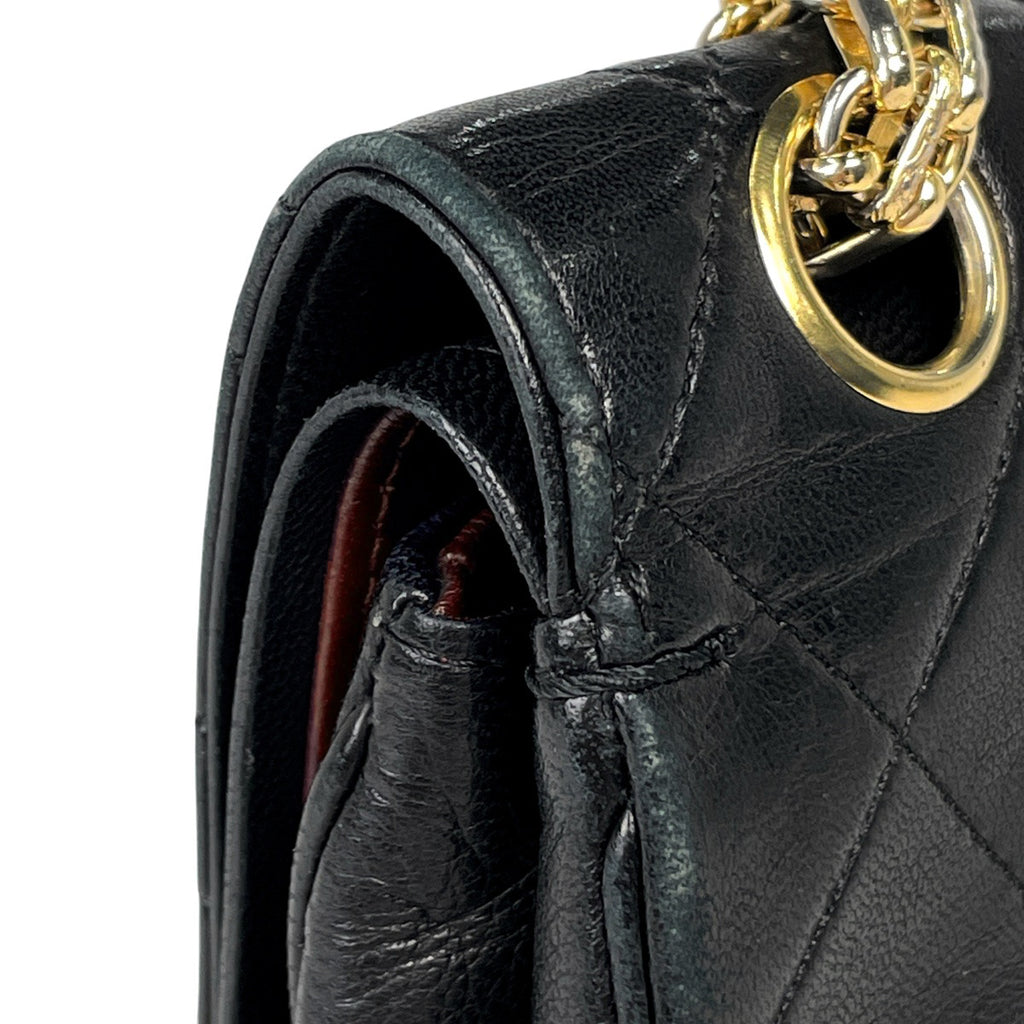 シャネル マトラッセ Wフラップ チェーン ショルダーバッグ ココマーク ショルダーバッグ レザー ブラック レディース 【中古】brbag